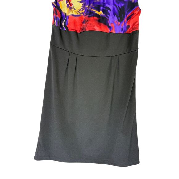 DressBarn Watercolor & Black Short Cap Sleeve To Knee Pencil Dress Size 12 - Picture 3 of 9